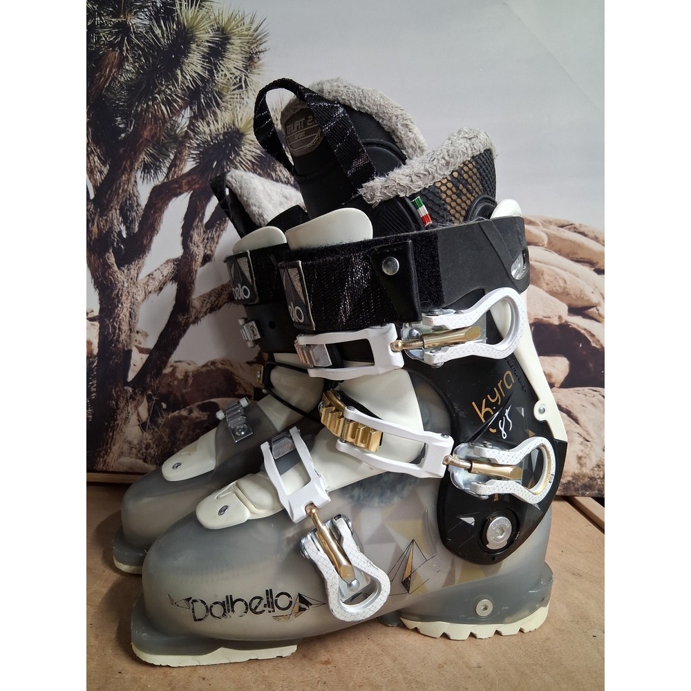 Dalbello Kyra 85 Womens Ski Boots Size 23.5 White Black Gold Cabrio Design